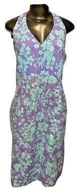 Size 16 Yves Cossette Depeche Mode Floral Sundress Purple Blue Zipper New